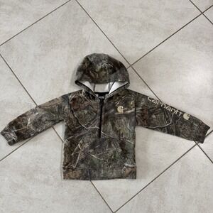 Carhartt Hoodie Toddler 3T Boys Camo Real Tree 1/2 Zip Pullover Outdoor Hunting